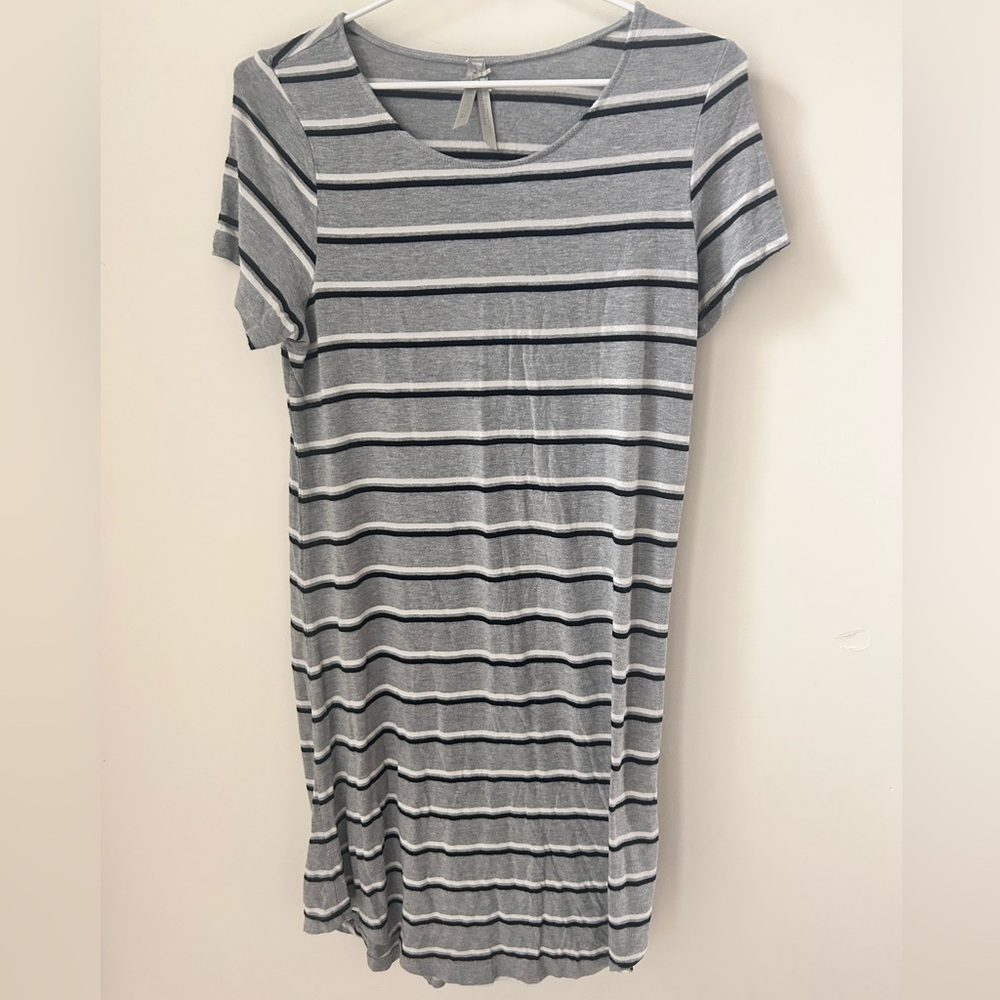 Striped Gray Casual Dress